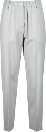 Alysi Wolmix Elastische Broek - Dames - Broeken - Blauw - L - Wol - Broeken