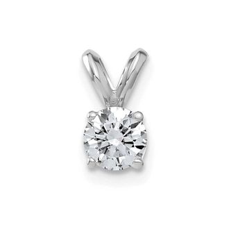 Diamond2Deal 14k White Gold 1/2ct. 5.0mm Round Moissanite Solitaire Pendant
