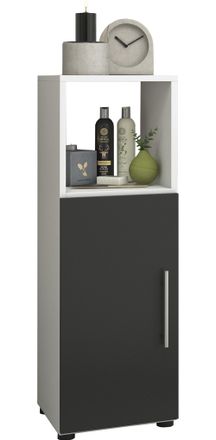 VCM Wood Midischrank Armario De Ba&ntilde;o Con Compartimento Abierto Y Puerta Giratoria Dimensiones Al. 93 X An. 31 X T. 30 Cm Midischrank - Flandu (blanco / Ne