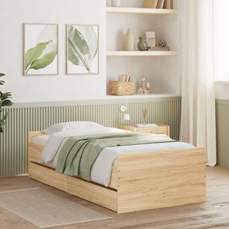 vidaXL Estructura De Cama Con Cajones Roble Sonoma 100x200 Cm Vidaxl
