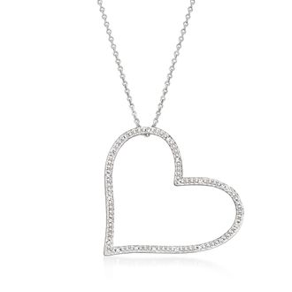 Ross-Simons Diamond Heart Pendant Necklace in Sterling Silver