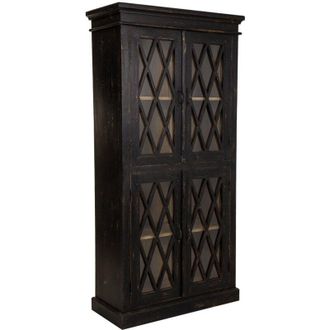 Wanderlust Deco Wanderlust Deco - Vitrina De Madera Y Cristal Artesanal Negro 90x40x183