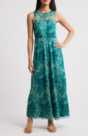 Vince Camuto Metallic Fleck Paisley Maxi Dress in Cool Lapis at Nordstrom Rack, Size X-Large