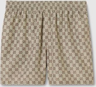 Gucci Printed Nylon Swim Shorts, Size 44 IT, Beige, Ready-to-wear