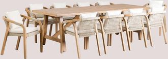 Sklum Sklum - Set De Mesa Rectangular (260x100 Cm) Y 10 Sillas De Jard&iacute;n En Madera De Acacia Dubai