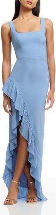 Dress The Population Charlene Ruffle Gown in Sky at Nordstrom, Size Xx-Large