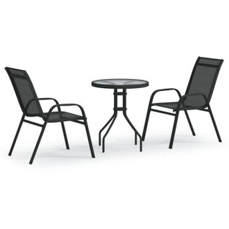 vidaXL Juego De Bistro De Jard&iacute;n De 3 Piezas Negro Vidaxl