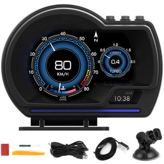 OEM Indicador Inteligente Obd2+gps Para Coche, Pantalla Frontal (hud), Veloc&iacute;metro, Turbo Y Alarma De Rpm Para Cami&oacute;n -crezuo
