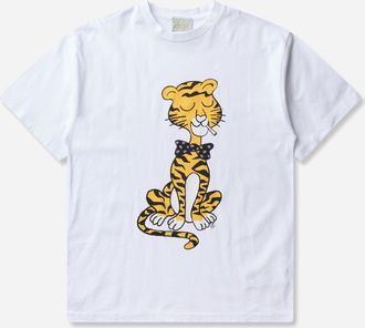 Aries Smoking Tiger T-Shirt White