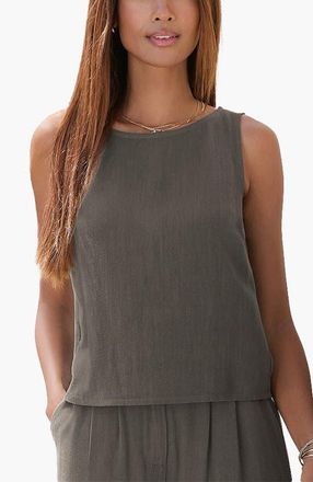 Lascana Womens Sleeveless Linen Blouse in Olive at Nordstrom, Size 10