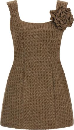 Giuseppe Di Morabito Gebreide Mini-jurk van Wol - Dames - Korte kleedjes - Bruin - XS - Wol - Kleedjes