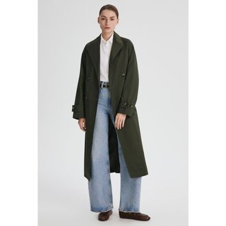 Orolay Maxi Oversized Trench Coat in Olive at Nordstrom, Size X-Small