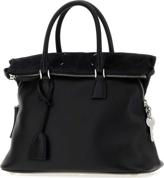 Maison Margiela Womens Black Leather Medium 5ac Soft Handbag Darkgrey Borse A Mano Bag