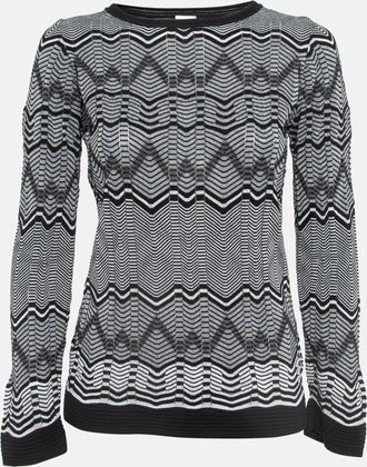 M Missoni Monochrome Chevron Pattern Crew Neck Sweatshirt