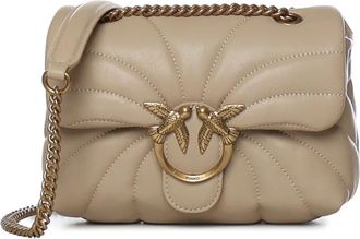 Pinko Mini Love Bag Puff - Dames - Schoudertassen - Beige - ONE Size - Katoen - Tassen