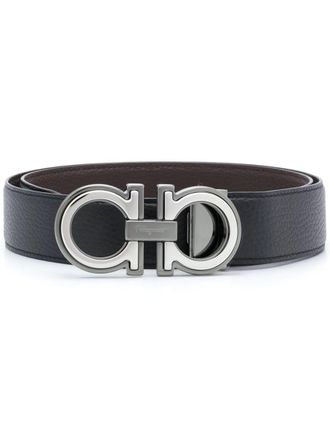 Ferragamo Grained Leather Reversible Gancini Belt Accessories
