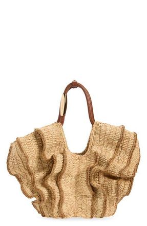 Zimmermann Small Goldentime Ruffled Tote in Natural at Nordstrom
