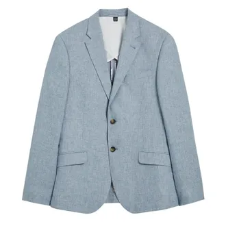 Ted Baker Damaskj Slim Cotton Linen Blue Blazer Jacket