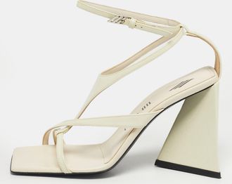 The Attico Cream Patent Devon Ankle Strap Sandals