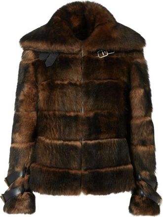 Fendi Blouson Jacket - Dames - Jassen - Bruin - S - Leer - Jassen