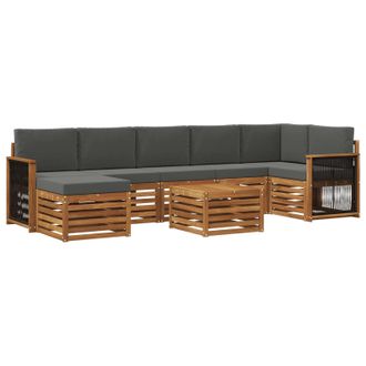 vidaXL Conjunto De Sof&aacute;s De Exterior 7 Pcs Natural Y Antracita Vidaxl