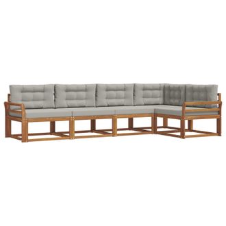 vidaXL Conjunto De Sof&aacute;s De Exterior 5 Pcs Natural Y Gris Claro Vidaxl