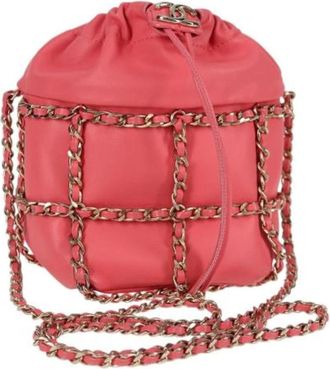 Chanel Pre-owned Leather chanel-bags - Dames - Vintage Tas - Roze - ONE Size - Vintage
