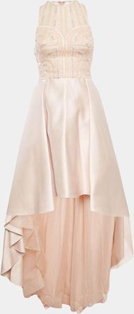 Zuhair Murad Pink Embellished Silk Blend High Low Gown