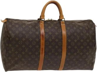 Louis Vuitton Tweedehands Canvas Louis Vuitton tassen - Dames - Vintage Weekendtas - Bruin - ONE Size - Leer - Vintage