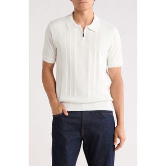 Tom Baine Half Zip Knit Polo Sweater in White at Nordstrom Rack, Size Xx-Large