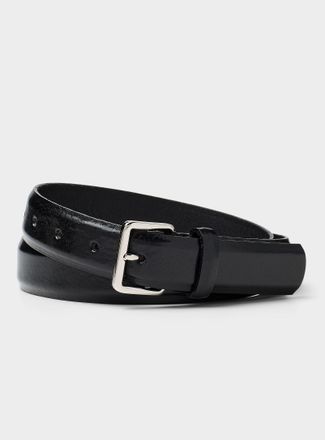 Simons Womens Square-buckle classic leather thin belt