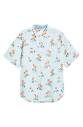 Tommy Bahama Nova Wave Island Hop Short Sleeve Seersucker Button-Up Shirt in Pale Opal at Nordstrom, Size Xxx-Large