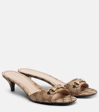 Gucci Horsebit GG Canvas mules