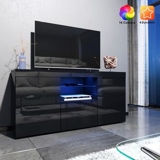 Elegant Lighting 1350mm Modern High Gloss TV Unit Stand with LED Ambient Light for Living Room and Bedroom with Storage Furniture for 32 40 43 50 52 inch 4k