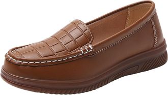 Generic Womens Wedge Shoes Comfortable Walking Shoe Round Toe Stylish Foldable Lightweight Non-Slip Casual Wide Fit Slip On Pumps Shoes Work Leisure Brown