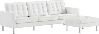 ModWay Loft Tufted Vegan Leather Sofa & Ottoman Set