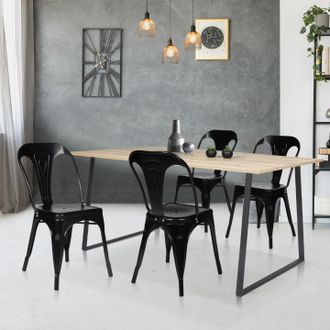 IDMarket Idmarket - Lote De 2 Sillas Apilables Leny De Metal Negro Mate, Acabado De F&aacute;brica