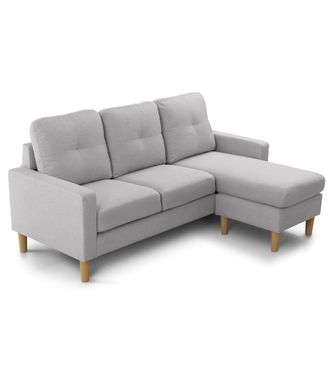 Home Heavenly Sof&aacute; chaise longue con puff reversible estilo nordico en gris