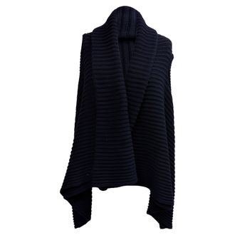 The Row Ribbed Knit Vest in Blue Wool
