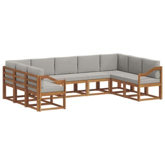 vidaXL Conjunto De Sof&aacute;s De Exterior 9 Pcs Gris Natural Y Claro Vidaxl
