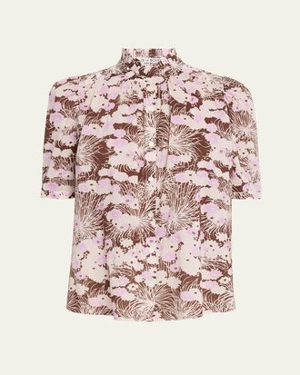 Alix of Bohemia Winnie Short-Sleeve Floral Cotton Blouse