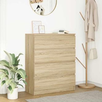 Berkfield Home Sideboard Sonoma Oak 80x35x99 cm Engineered Wood in Brown | Size: 80 x 35 x 99 cm