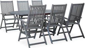 vidaXL Set De Comedor De Jard&iacute;n 7 Piezas Madera Maciza De Acacia Gris Vidaxl