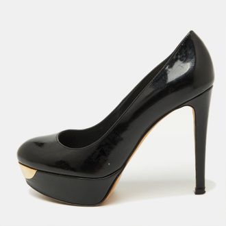 Stuart Weitzman Black Patent Leather Platform Pumps