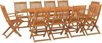 vidaXL Set Comedor De Jard&iacute;n 11piezas Madera Maciza Acacia 220x90x75cm Vidaxl