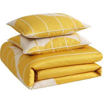 Marimekko Vesi Unikko Organic Cotton Duvet Cover & Sham Set in Open Medium Yellow at Nordstrom, Size Full