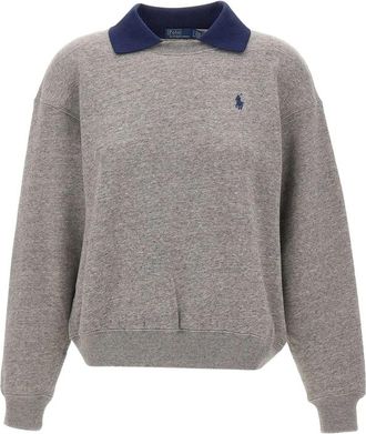 Ralph Lauren Polo-collar Fleece Crewneck Sweatshirt