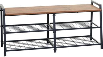 Hhg non utilizzato] Scarpiera panca scaffale 4 scomparti da interno 132 40x107x38cm acciaio mdf colore rovere