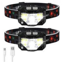 OEM Conjunto De 2 Linternas Frontales Led Ultra Potentes, Recargables Por Usb, Con Sensor De Movimiento, Ligeras E Impermeables, 14 Modos Para Correr, Aca