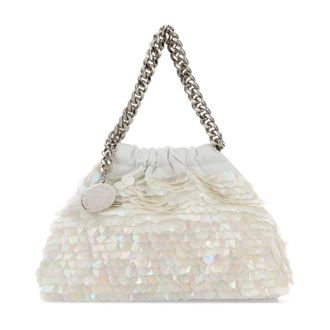 Stella McCartney Falabella Mini Pailletten-Versierde Tas met Trekkoord - Dames - Handtassen - Wit - ONE Size - Pailletten - Tassen